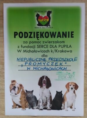 Podziękowania fundacji za zbiórkę karmy